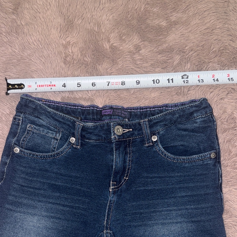 Levi's Classic Indigo Jeans Dark Blue Denim Super Skinny Knit Jean sz 14 Regular - Picture 13 of 14